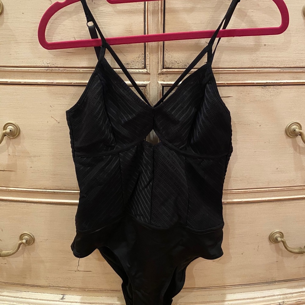 Black Strappy Bardot bodysuit